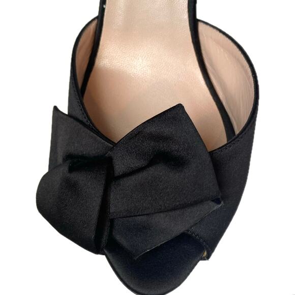 KATE SPADE NY Sala Glitter Heel D'Orsay Pumps SZ 9.5 Black Satin Peep Toe Formal - Picture 4 of 10